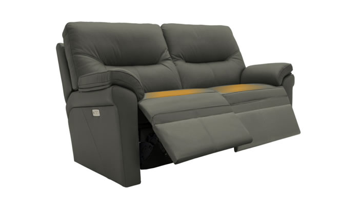 G Plan Seattle Leather 2 Seater Electric Recliner Lumbar Support Capri Grey